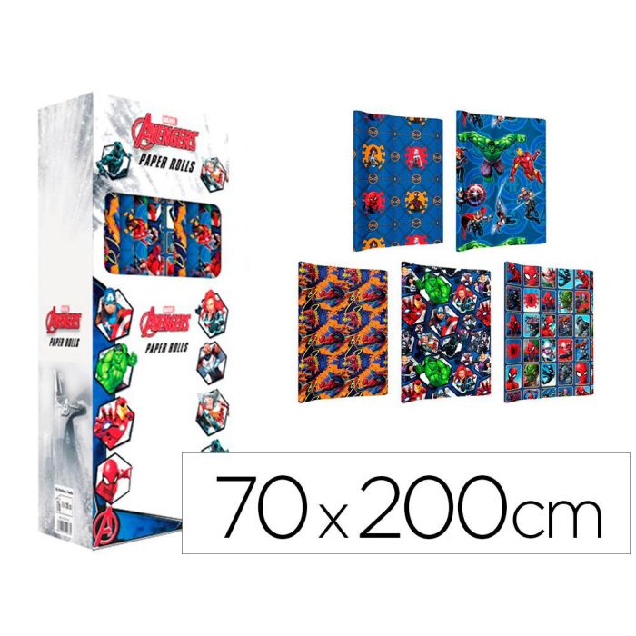 Papel De Regalo Basika Marvel Rollo Ancho 70 cm Longitud 2 Mt Diseños Surtidos 50 unidades