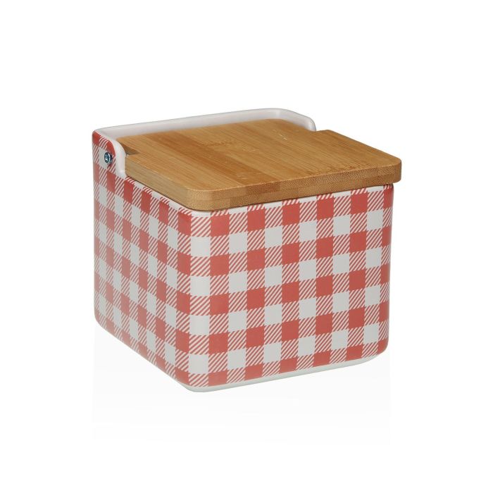 Salero con tapa de bambú Vichy Rouge Versa 12x11 cm cerámica (4 Unidades) Salero con tapa de bambú Vichy Rouge Versa 12x11 cm cerámica (4 Unidades)