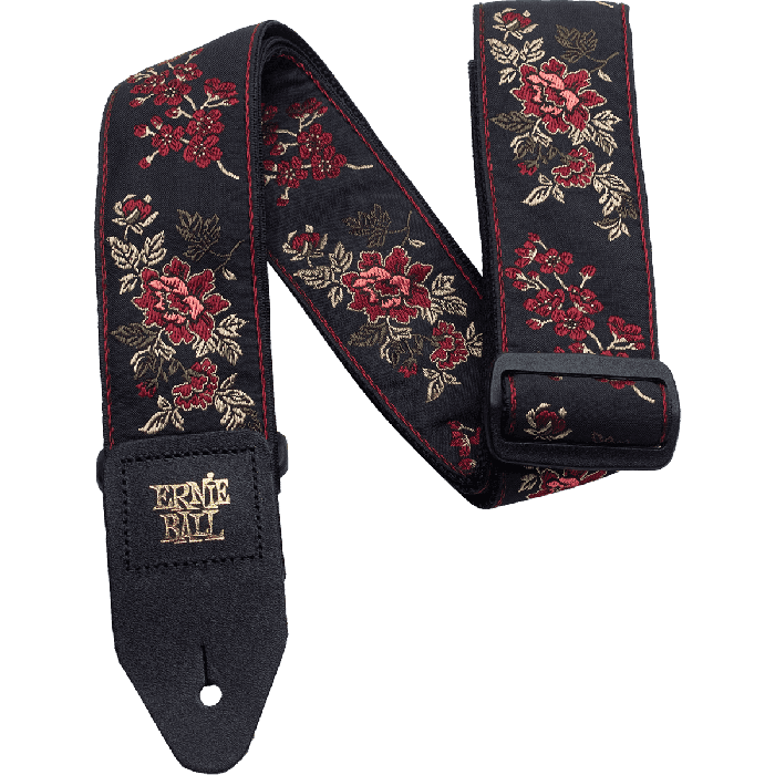 Correa Guit/ Bajo Jacquard Polypro - "Red Rose" 1