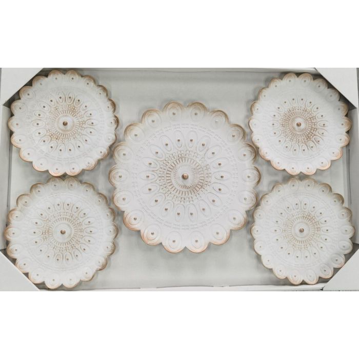 DKD Home Decor Decoración Pared Moderno Blanco Dorado Set 5 Piezas Surtidas 35x35 cm (2 Unidades)