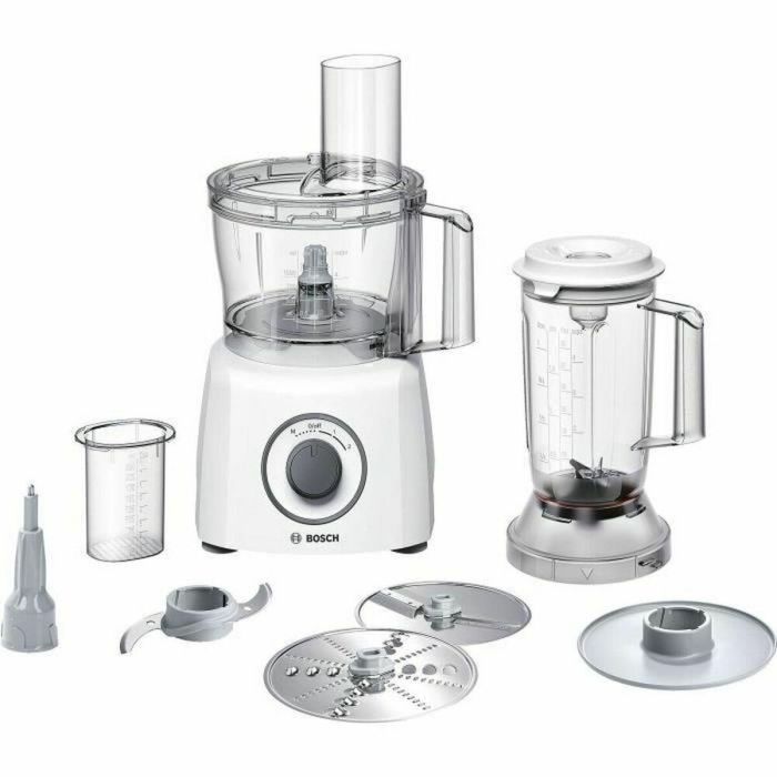 BOSCH - Robot multifunción MultiTalent3 - 800W - 2 velocidades y pulso - Vaso 2,3L - Vaso 1L - 2 discos - Blanco