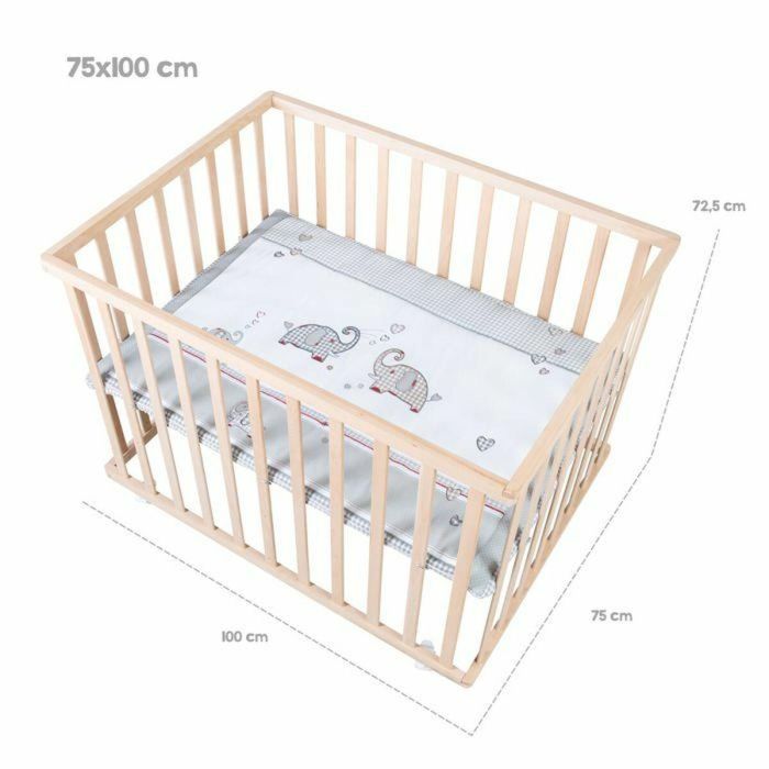 Roba Jumbotwins Parque para bebés de madera maciza natural, altura ajustable 3 niveles, con ruedas con freno, tapete patrón elefante incluido 18 Roba Jumbotwins Parque para bebés de madera maciza natural, altura ajustable 3 niveles, con ruedas con freno, tapete patrón elefante incluido 18