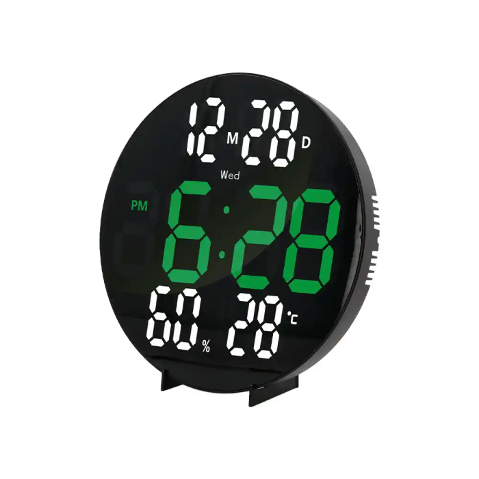 Q-connect Reloj Digital de Pared con Alarma, Sensor de Temperatura y Humedad, Brillo Ajustable, 27 cm 2