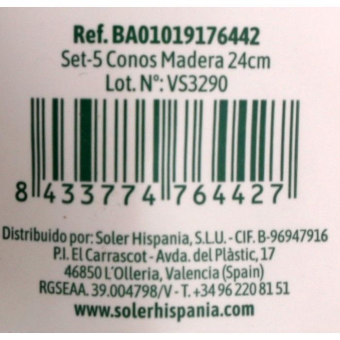 Set de 5 conos de madera Algon 24 cm (24 Cajas) 8 Set de 5 conos de madera Algon 24 cm (24 Cajas) 8