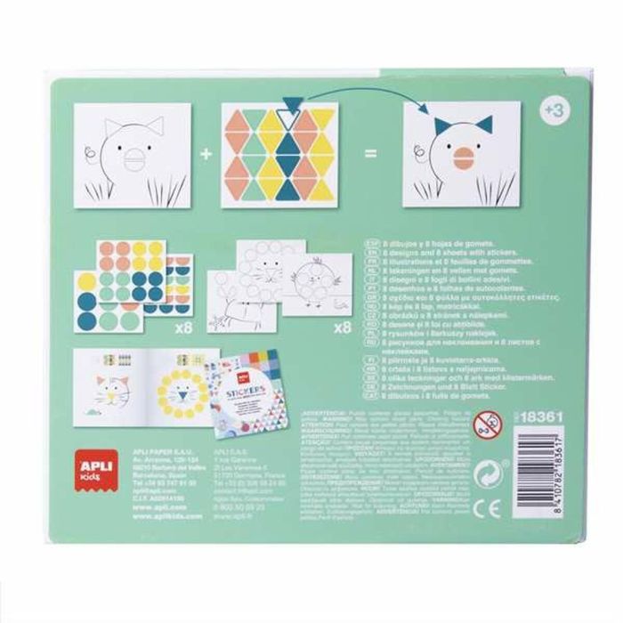 Juego de pegatinas gomets geometricos animales ¡también puedes crear tus propios dibujos! 2 Juego de pegatinas gomets geometricos animales ¡también puedes crear tus propios dibujos! 2
