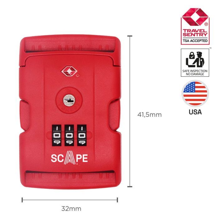 Scape Travel Correa para maleta TSA con combinación (azul, rojo) 1