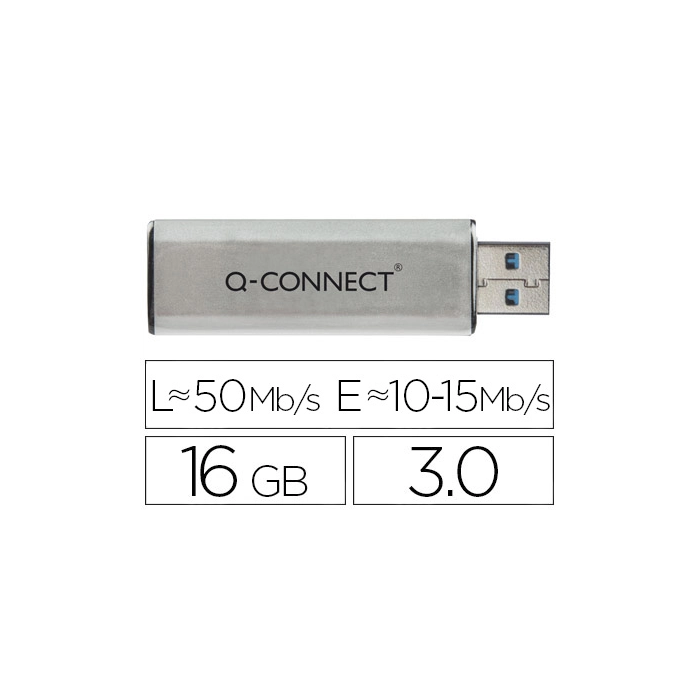 Q-connect Memoria USB Flash 16 GB 3.0 Retráctil Plateada 0 Q-connect Memoria USB Flash 16 GB 3.0 Retráctil Plateada 0