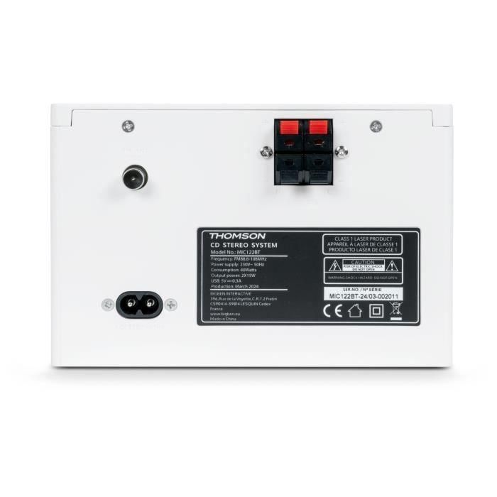 Thomson THO1720571422647 Microsistema COZY MIC121BT Reproductor CD, Bluetooth, Radio FM, MP3, USB, Madera y Blanco 3 Thomson THO1720571422647 Microsistema COZY MIC121BT Reproductor CD, Bluetooth, Radio FM, MP3, USB, Madera y Blanco 3