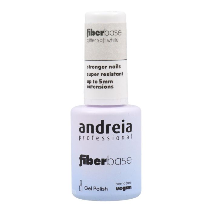 Andreia Gel Polish Fiber Base Color Glitter Soft White 10.5 ml