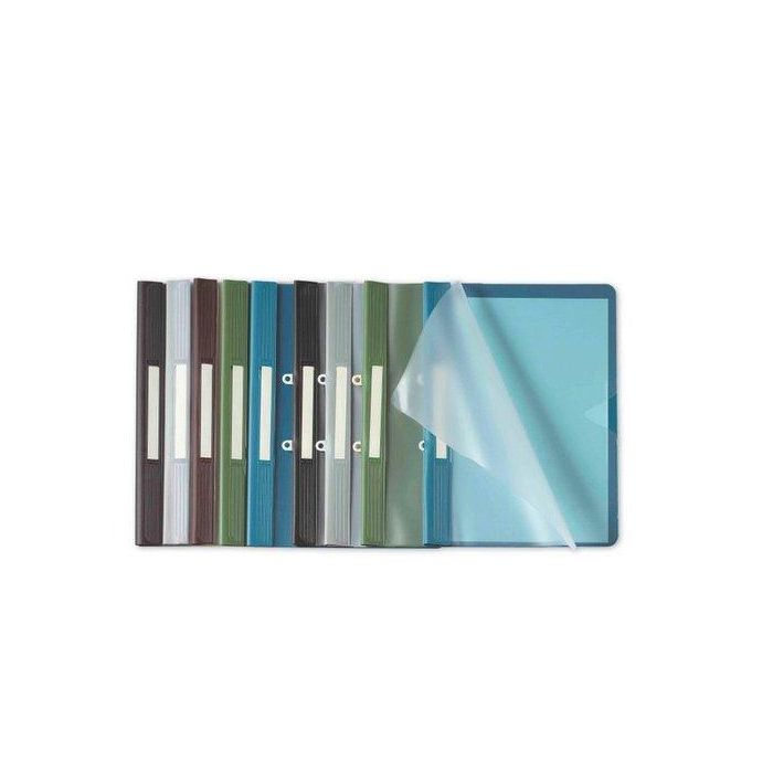 Dosier Fastener Pardo Pvc Fº C/Tarjet. Azul (Set de 10)