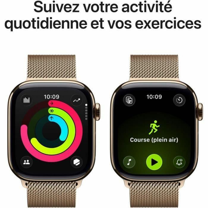 Apple Watch S11 Titan Gold Cellular 42mm con Correa Milanaise Dorada 3