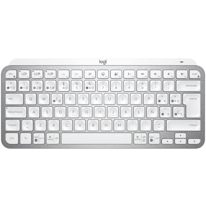 Logitech MX Keys Mini Teclado Inalámbrico Gris Pálido - Teclas Esféricas Cóncavas, Retroiluminación Inteligente, Bluetooth