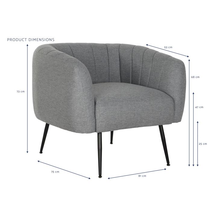 DKD Home Decor Sillón Scandi Gris Negro 81x75x73 cm 7