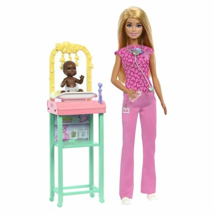 Barbie Set de Juego Pediatra con Bebé, Muebles y 4 Accesorios Médicos para Niños de 3 Años+ Barbie Set de Juego Pediatra con Bebé, Muebles y 4 Accesorios Médicos para Niños de 3 Años+
