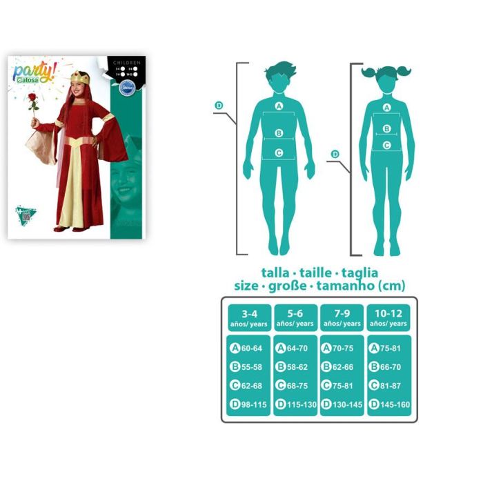 Disfraz Reina Medieval Niña Infantil Rojo 7-9 Años 3 Disfraz Reina Medieval Niña Infantil Rojo 7-9 Años 3