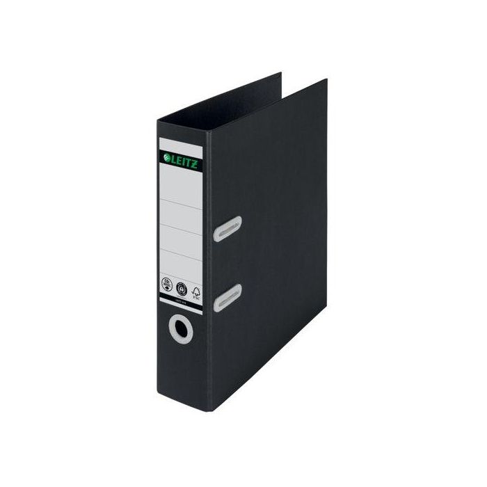 Leitz Archivador Palanca Recycle DIN A4 Cartón Reciclado Lomo 80 mm Negro – 100% Reciclable