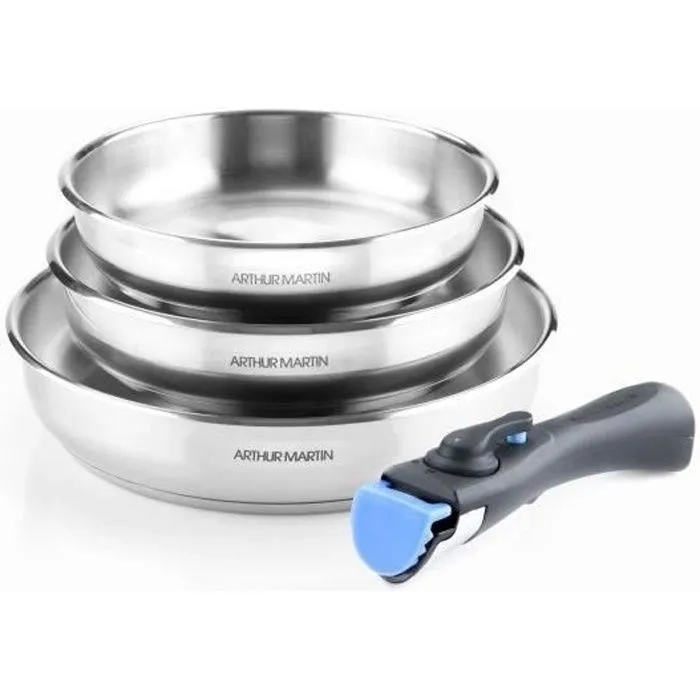 Arthur Martin AM1410 Conjunto de 3 estufas 20-24-26 cm Acero inoxidable Manija extraíble Todas las luces, incluida la inducción 0 Arthur Martin AM1410 Conjunto de 3 estufas 20-24-26 cm Acero inoxidable Manija extraíble Todas las luces, incluida la inducción 0