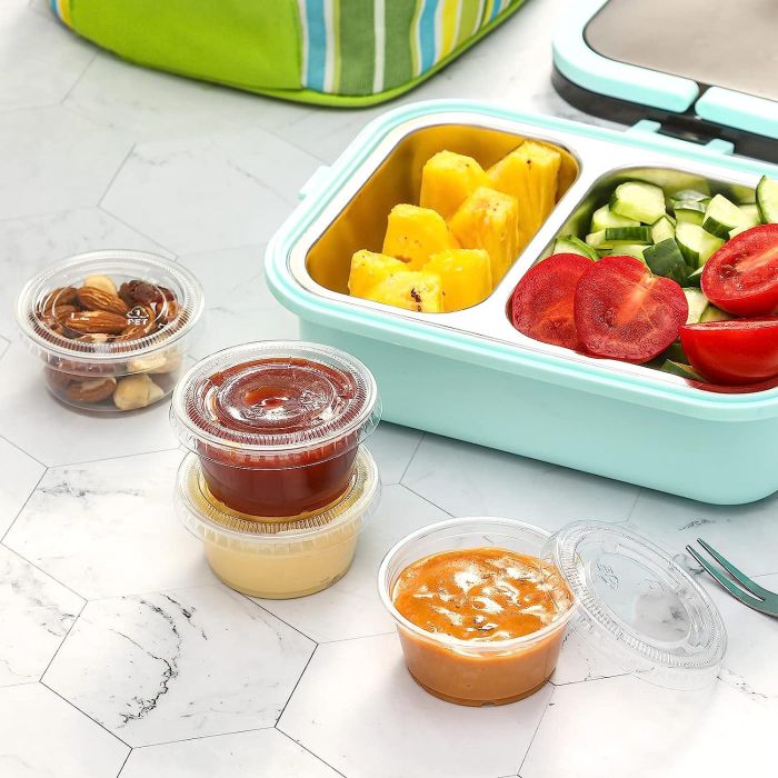 Set de 10 salseras de plástico con tapa 60 cc Algon (36 Cajas) 1 Set de 10 salseras de plástico con tapa 60 cc Algon (36 Cajas) 1