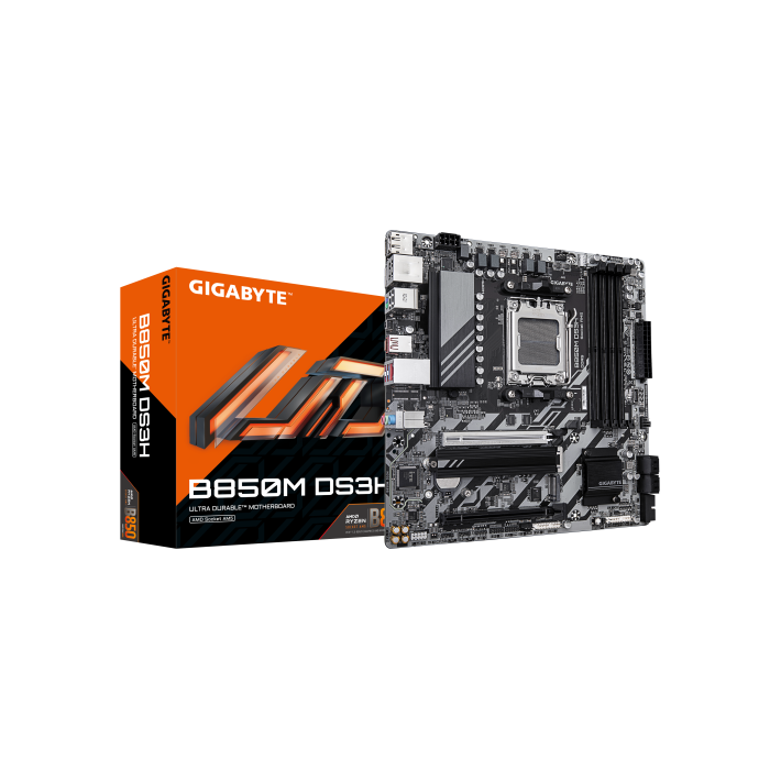 Gigabyte Placa Base B850M DS3H, 9MB85MS3H-00-G10, Chipset AMD B850, Socket AM5, DDR5 hasta 8200MHz, PCIe 5.0 M.2, LAN 2.5, USB 3.2 Gen 2 0 Gigabyte Placa Base B850M DS3H, 9MB85MS3H-00-G10, Chipset AMD B850, Socket AM5, DDR5 hasta 8200MHz, PCIe 5.0 M.2, LAN 2.5, USB 3.2 Gen 2 0