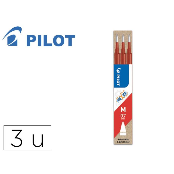 Pilot Recambio Bolígrafo Frixion 0.7 Rojo Pack 3 Ud