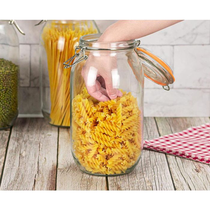 La Mediterranea Tarro Hermético de Vidrio con Cierre Clip, 2000 ml (6 Unidades) 6 La Mediterranea Tarro Hermético de Vidrio con Cierre Clip, 2000 ml (6 Unidades) 6