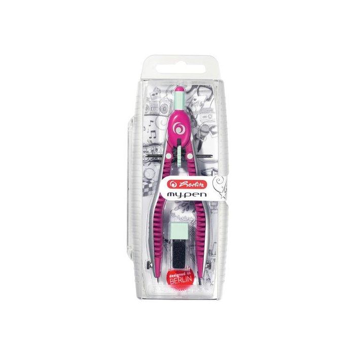 Compas Herlitz My.Pen Con Bigotera Menta/Purpura 4 unidades