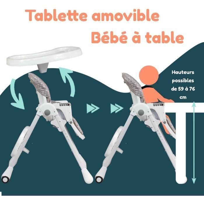 Trona multiposición - BAMBISOL - Reclinable - Hasta 3 años - Beige / Blanco 3 Trona multiposición - BAMBISOL - Reclinable - Hasta 3 años - Beige / Blanco 3