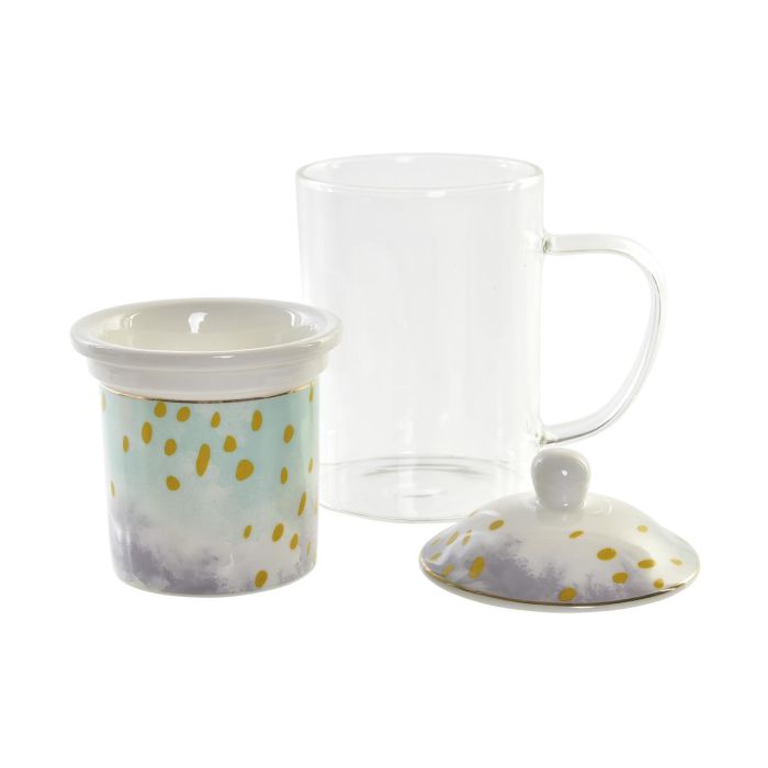 DKD Home Decor Mug Infusiones Glam 300ml de Cristal y Porcelana Rosa Verde Menta Transparente, Apto Microondas y Lavavajillas (Set 6 Unidades) 2 DKD Home Decor Mug Infusiones Glam 300ml de Cristal y Porcelana Rosa Verde Menta Transparente, Apto Microondas y Lavavajillas (Set 6 Unidades) 2