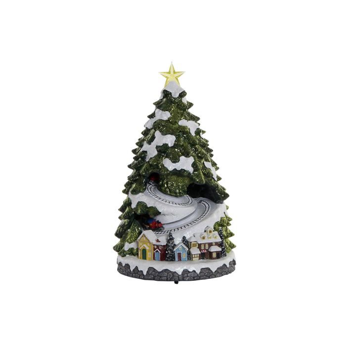 DKD Home Decor Árbol de Navidad Tradicional, 42 cm Alto, con Movimiento Musical, Luces LED y Diseño Multicolor de Resina