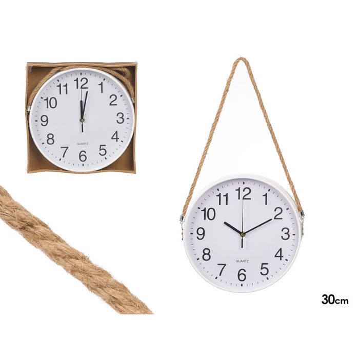 Giftdecor Reloj de Pared con Cuerda para Colgar Blanco 30 cm (Set de 8)