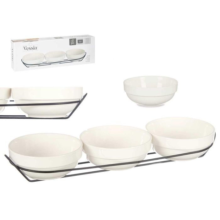 Set 3 Bols Porcelana Blanca 350Ml C Suporte Vessia 40X13CM (12 Unidades) Set 3 Bols Porcelana Blanca 350Ml C Suporte Vessia 40X13CM (12 Unidades)