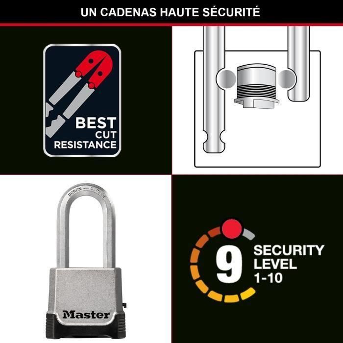 Master Lock M176EURDLH Candado Excell de combinación programable con llave de emergencia 56 mm de zinc, arco Tough-Cut para exterior 2 Master Lock M176EURDLH Candado Excell de combinación programable con llave de emergencia 56 mm de zinc, arco Tough-Cut para exterior 2