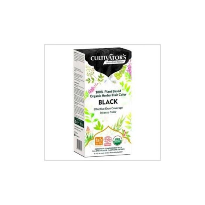 CULTIVATORS Tinte Orgánico Negro 100g Ecocert - Cobertura 100% Canas, Vegano para Cabello Brillante y Suave