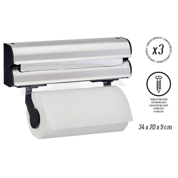 Kinvara Portarrollos Doble 34 cm, Metal, Plata - 34 x 20 x 9 cm (4 Unidades) 3 Kinvara Portarrollos Doble 34 cm, Metal, Plata - 34 x 20 x 9 cm (4 Unidades) 3