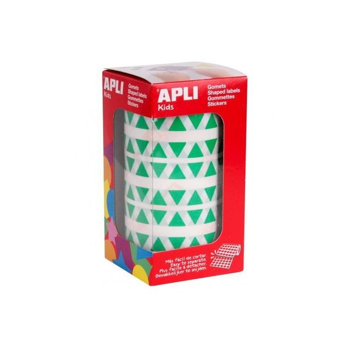 Apli Gomets Triangulares 10,5 mm Rollo Verde -Rollo 6136 Unidades-