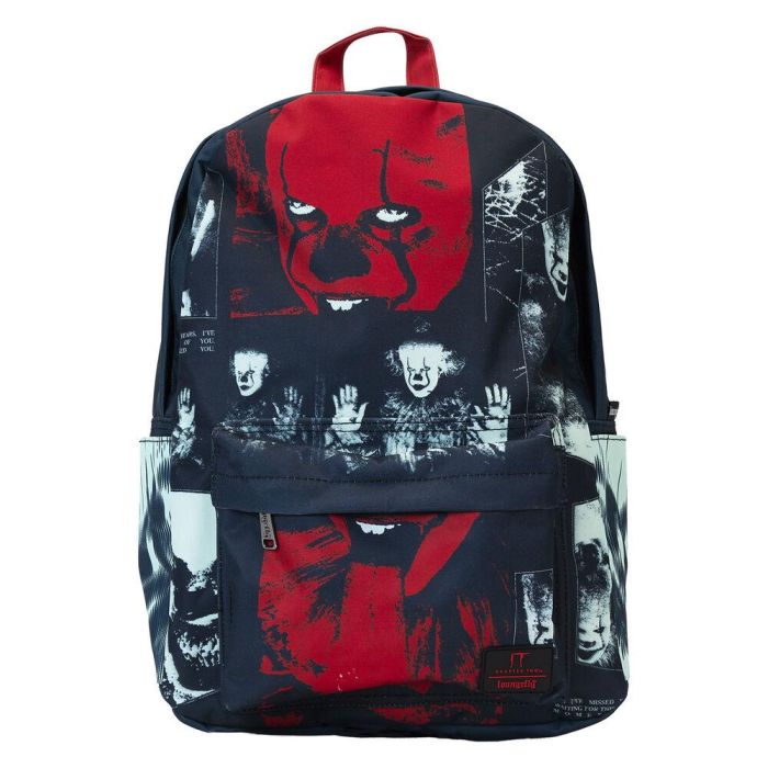Loungefly Mochila nylon I Heart Pennywise IT 44cm Correas Ajustables Bolsillo Cremallera Detalles Brillan Oscuridad