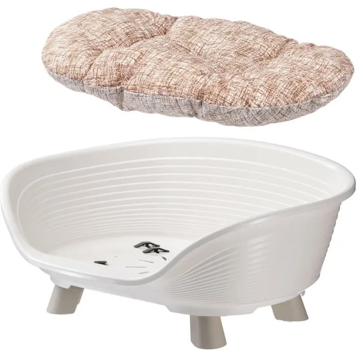 Ferplast Cesta TRONO 4 con Cojín Relax para Perros y Gatos - Blanco