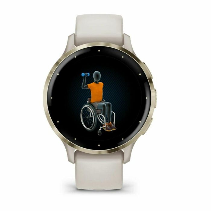 Garmin AAAAL87491 Reloj inteligente con GPS Venu 3S, 30,4 mm (1,2"), acero dorado suave, caja marfil, correa silicona marfil 14