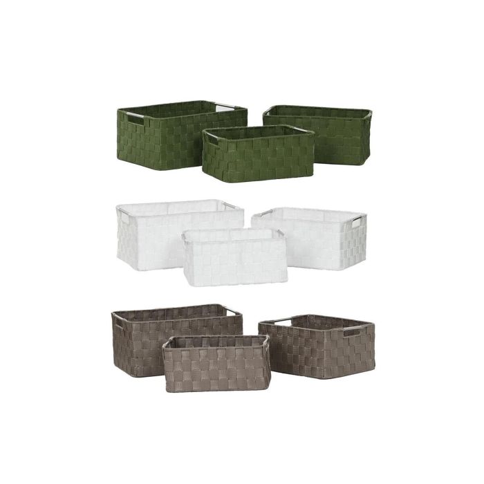 Juego de Cestas Home ESPRIT Verde Gris Crema Metal Polipropileno (3 Piezas) (3 Unidades) 2