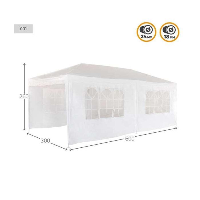 Cenador Aktive 300 x 260 x 600 cm Metal Poliéster Blanco 1