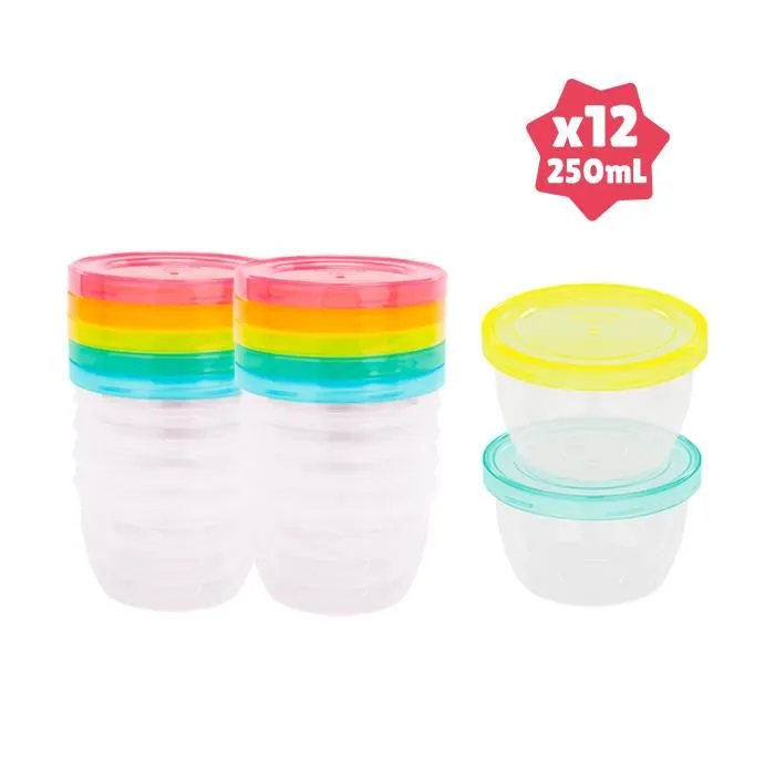 Badabulle Set de 12 Tarros de Almacenamiento para Bebés, 250ml 2