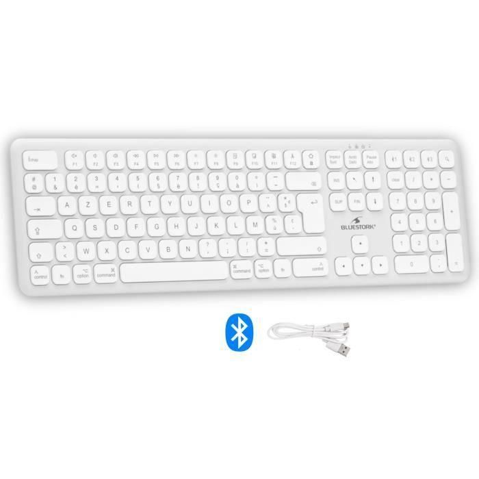 Teclado inalámbrico Bluetooth - BLUESTORK - MAC - Tamaño completo - Compatible con Mac - Blanco Teclado inalámbrico Bluetooth - BLUESTORK - MAC - Tamaño completo - Compatible con Mac - Blanco