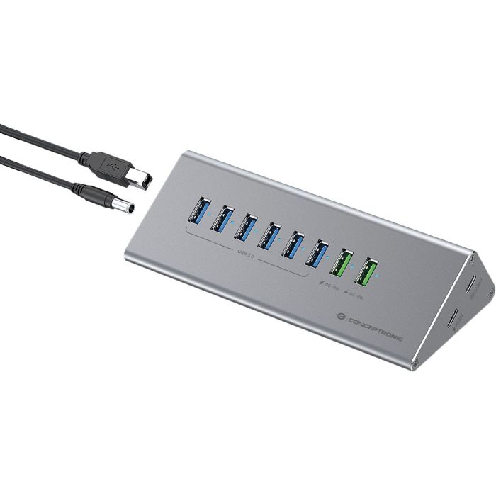 CONCEPTRONIC10-Port Hub USB-A3.0/-C Adap.->6xA3.0+m.Netz. gr 5 CONCEPTRONIC10-Port Hub USB-A3.0/-C Adap.->6xA3.0+m.Netz. gr 5