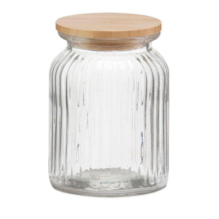 Andrea House Bote de cocina de vidrio y bambú 1000ml hermético Ms72137 1