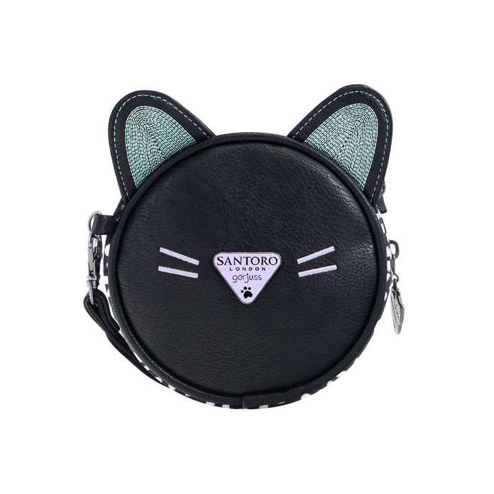 Bolso Bandolera Gorjuss Smitten kitten Negro Blanco (13,5 x 5,5 x 13,5 cm) 1