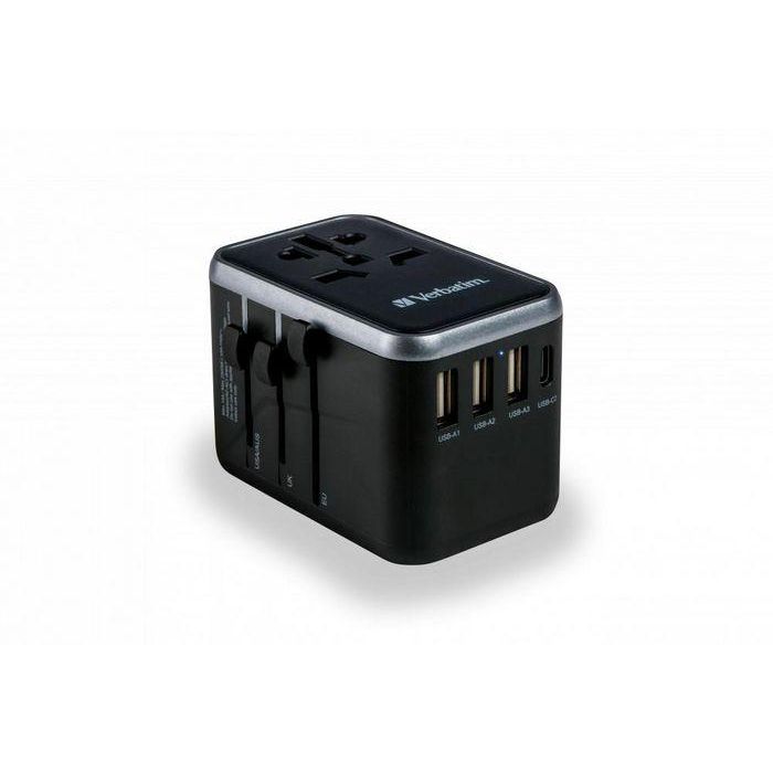Verbatim UTA-04 Adaptador de Viaje Universal 61W PD QC 3.0, 5 Puertos USB (2xUSB-C, 3xUSB-A), Carga 6-en-1 para 180+ Países 0 Verbatim UTA-04 Adaptador de Viaje Universal 61W PD QC 3.0, 5 Puertos USB (2xUSB-C, 3xUSB-A), Carga 6-en-1 para 180+ Países 0