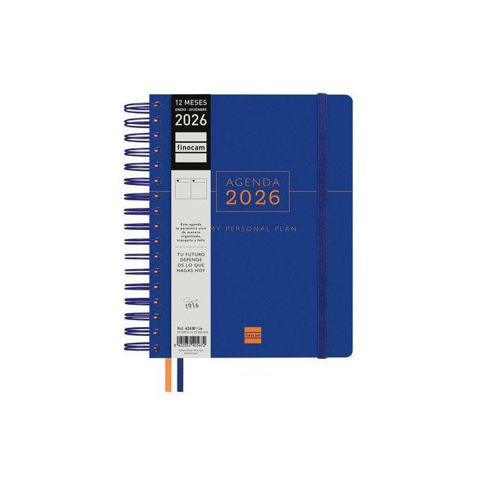 Finocam Agenda Espiral Tempus 4º-155x217 mm 1Dp Tapa Extradura PP Azul 2026