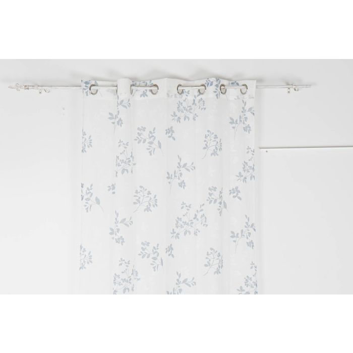 DKD Home Decor Cortina Visillo Shabby de Hojas Azul y Blanco 270 x 140 cm Poliéster Pack 2 Unidades 110 gsm DKD Home Decor Cortina Visillo Shabby de Hojas Azul y Blanco 270 x 140 cm Poliéster Pack 2 Unidades 110 gsm