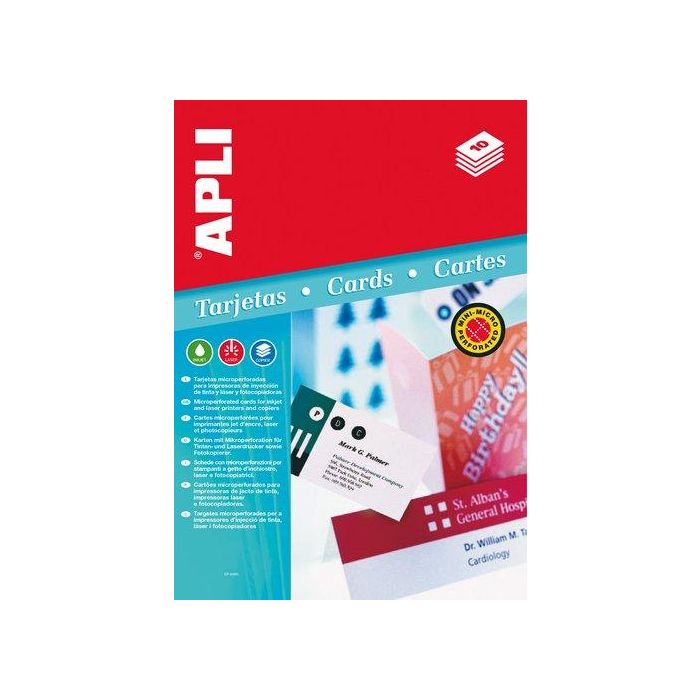 Tarjetas De Visita Apli Para Impresora Microperforada Convencion 200G 90X55Mm Blister 10H 80 Uds.(02794)