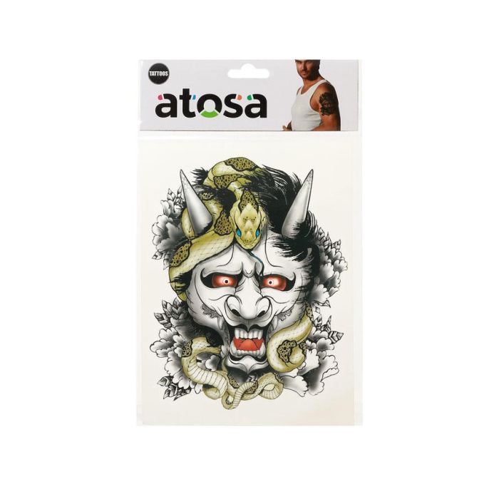 Tatuaje Temporal Demonio Japonés con Serpientes - Misticismo y Fuerza para Disfraces de Samurái Oscuro, Cosplay y Halloween 1 Tatuaje Temporal Demonio Japonés con Serpientes - Misticismo y Fuerza para Disfraces de Samurái Oscuro, Cosplay y Halloween 1